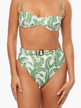 Weworwwhat Leaf Print Bikini with Belt and Underwire top NWT L